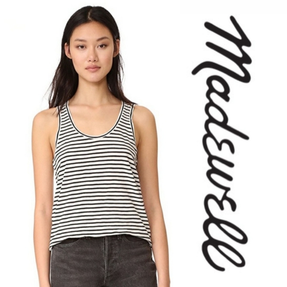 Madewell Tops - Madewell | Whisper Cotton Scoop Tank in Wentworth Stripe | Item G2707 | Small